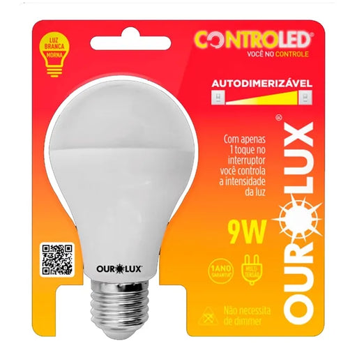 Lâmpada Controled Auto Dimerizável 9w Luz Amarela 2700k