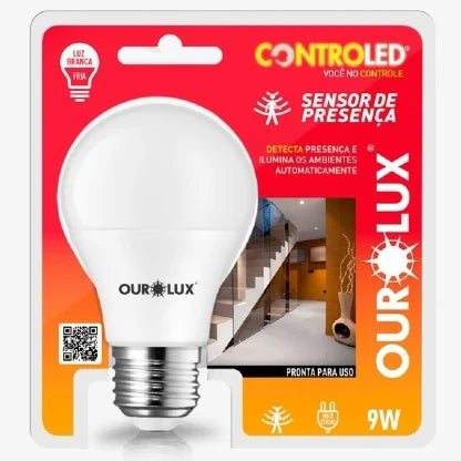 Lâmpada LED Bulbo Sensor De Presença E27 9W Bivolt Ourolux