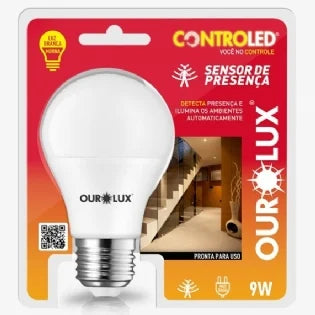 Lâmpada LED Bulbo Sensor De Presença E27 9W Bivolt Ourolux