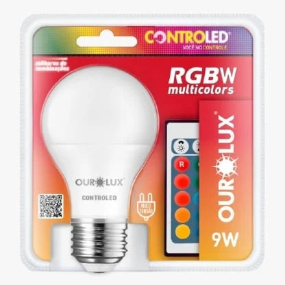 Lâmpada LED Bulbo E27 9W Bivolt RGB Ourolux