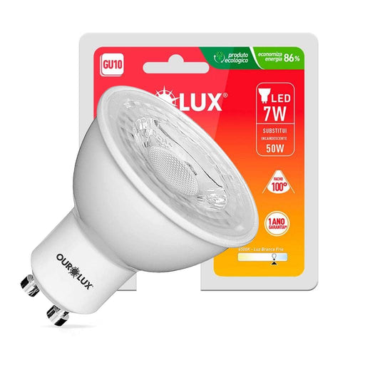 Lâmpada LED Ourolux Superled Dicroica 7W GU10 Luz Branca Fria 6500K Bivolt