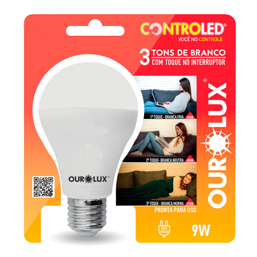 Ourolux Controled 3 Tons Branco 9W 6.5K+4K+2.7K, Ourolux