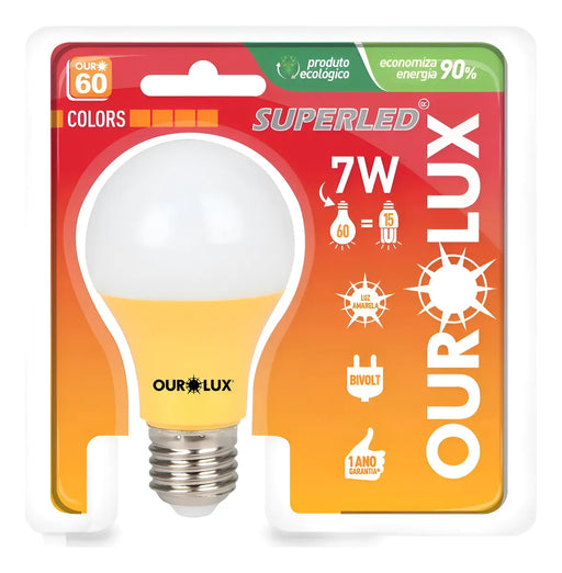 Lâmpada Superled Ouro 60 Colors 7w Bivolt Amarelo Ourolux