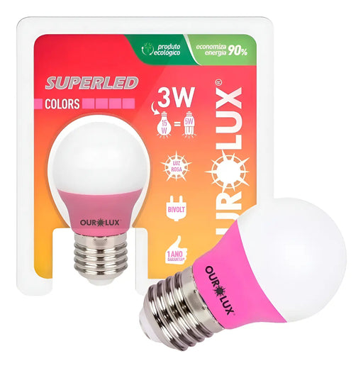 Lâmpada Super Led S30 Bolinha 3w Bivolt Colors E27 Rosa