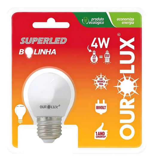 Lâmpada Superled S30 4w Bolinha Ourolux Luz Fria Bivolt