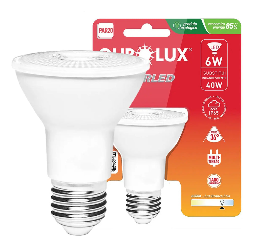 Lâmpada LED PAR20 6W E27 Branco-frio 6500K Ourolux