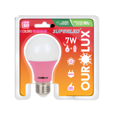 Lâmpada Ouro 60 Rosa Led 7w Bivolt Superled Ourolux