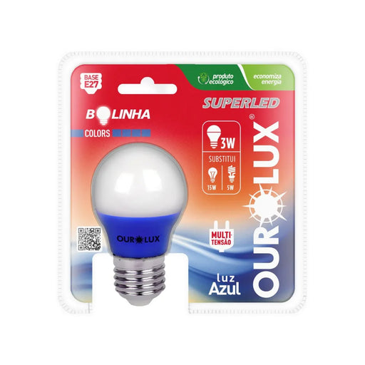 Lâmpada Colorida Led 3w E27 Bolinha Azul Superled Bivolt Ourolux